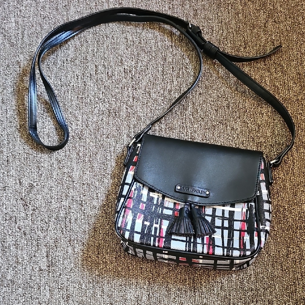 Vera Bradley Black, Grey and Red Crossbody Bag with Adjustable Strap
